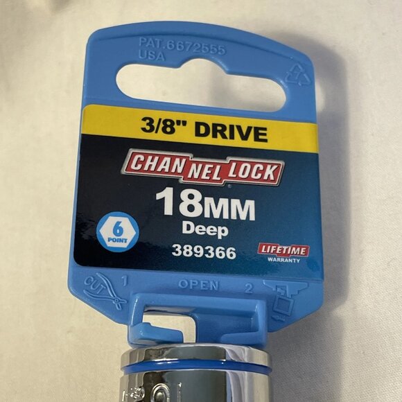 CHANNELLOCK 18 mm x 3/8" Drive Metric Deep Socket 6 Point Chan Nel Lock 389366 - Picture 3 of 10